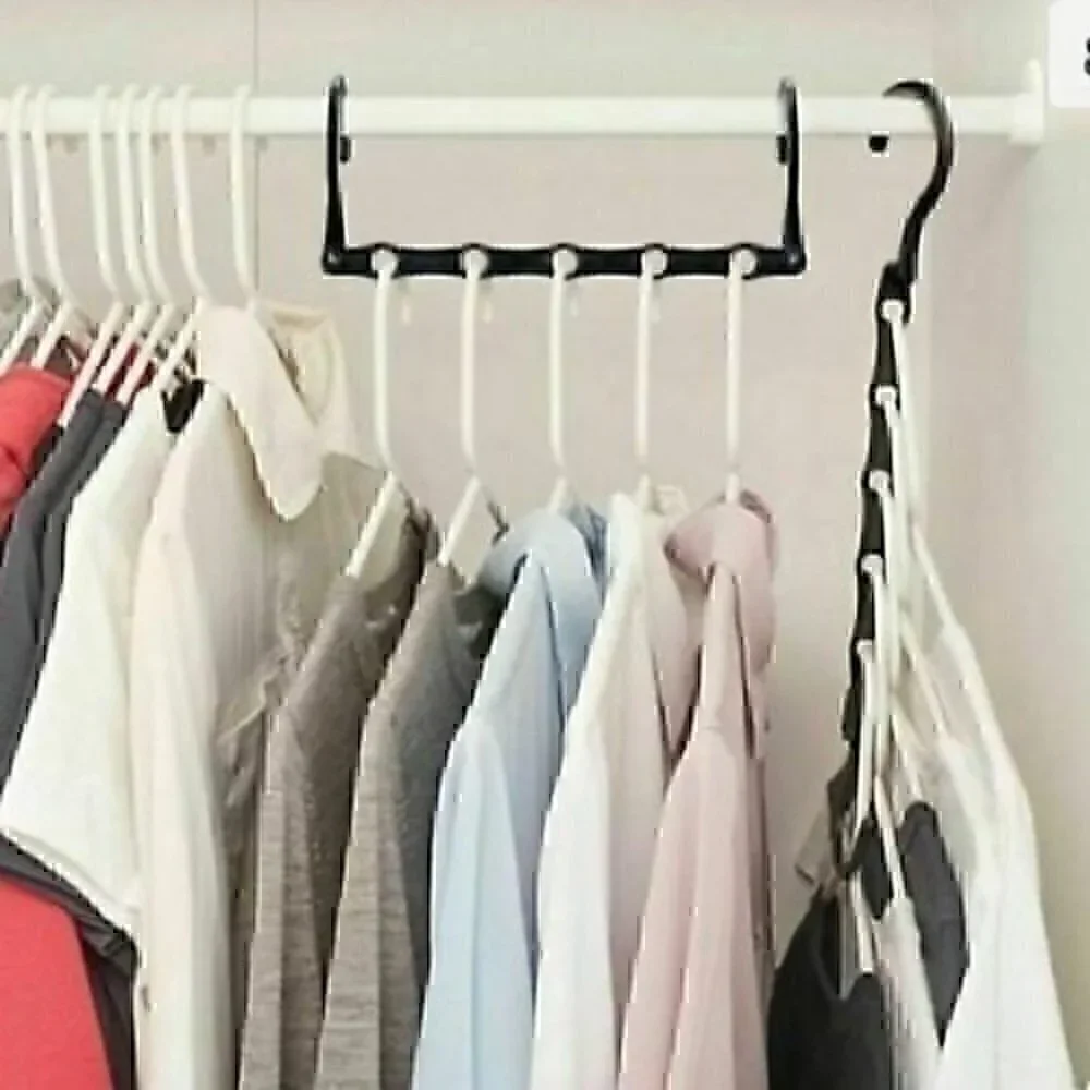 5 Black Wonder Hanger Max. Closet space saver organizer